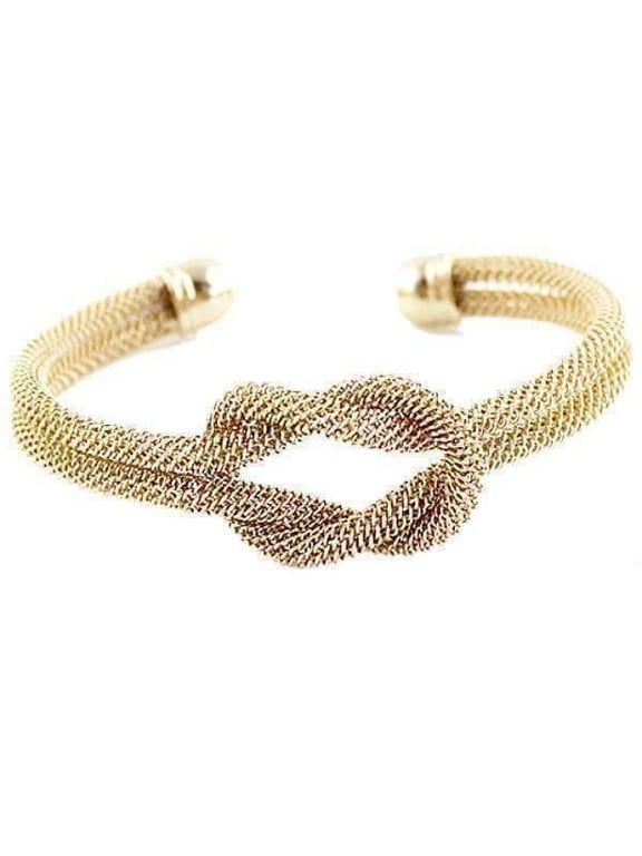Meshy Love Knot Cuff Bracelet in Silver or Gold