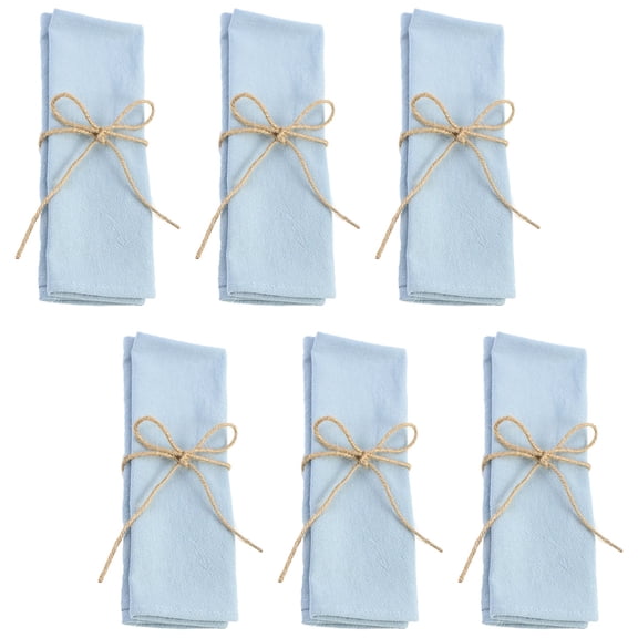 Mesiac Handmade Reusable Cotton Cloth Dinner Napkins Blue 6 Sets