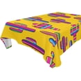 thumbnail image 1 of Mesican Stripe Cactus Yellow Rectangle Tablecloth, Dust Proof Anti Wrinkle Wipeable Table Cloth Tabletop for of Dinner Kitchen Wedding Holiday Party 54"x72" Home Decor, 1 of 7