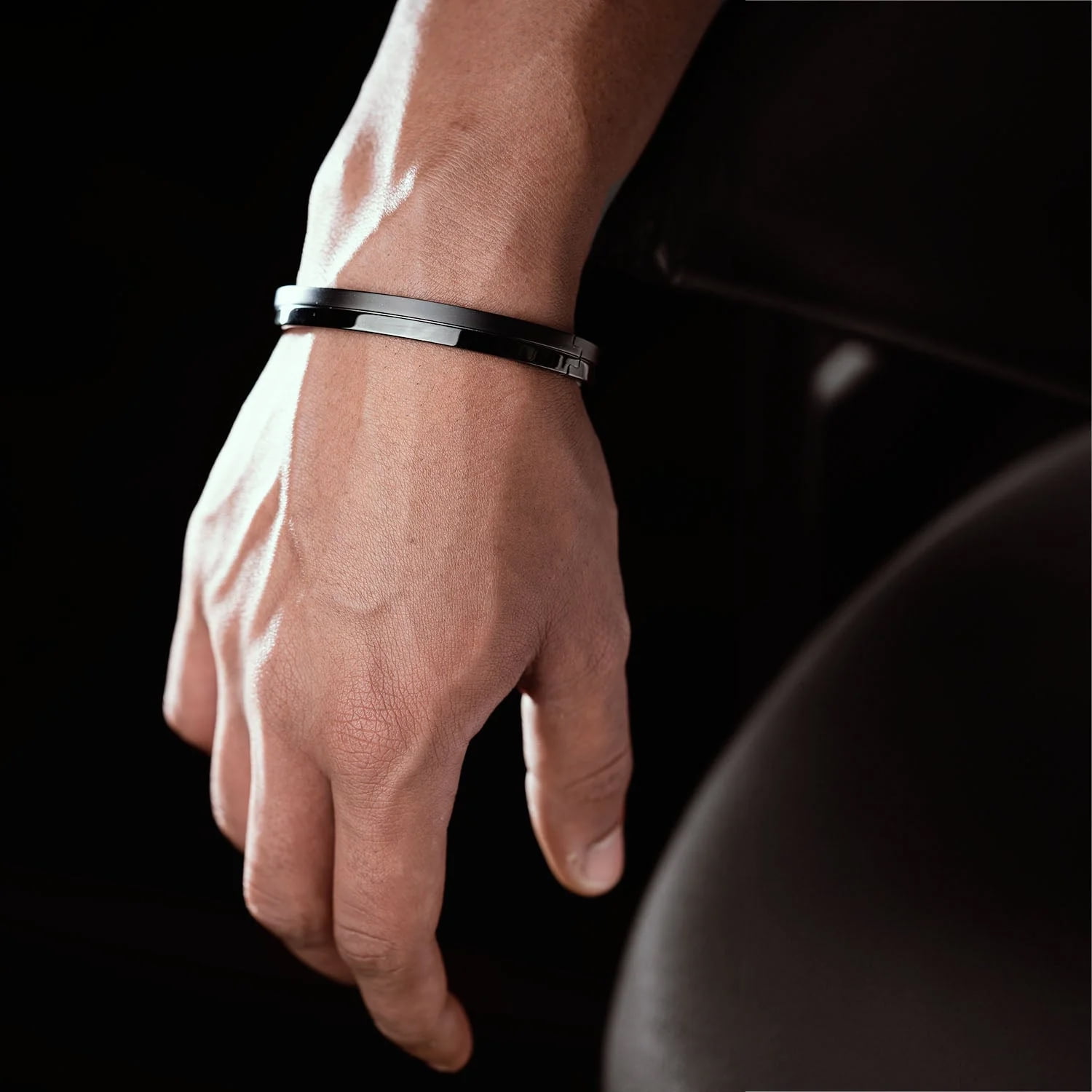 Buy Mesmerize Stainless Steel Apollo Kada Bracelet | Bracelet for Men and Boys in Black, Gold, Rose Gold, Silver Kada | Waterproof, Anti-tarnish, Rust -free, Skin Friendly | 8 mm (Black, M) at