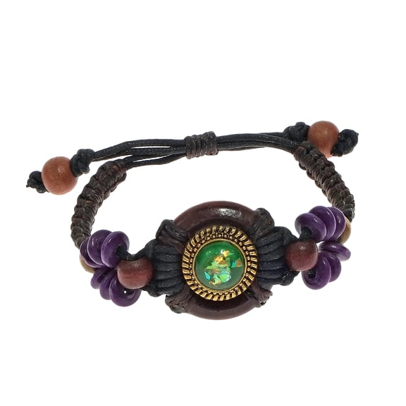 Mesmerizing Green Spell Charm Wooden Bead Casual Adjustable Bracelet