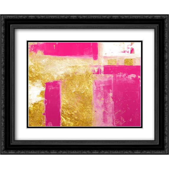 Mesmerizing Pink And Gold 1 2x Matted 24x20 Black Ornate Framed Art Print by Lewis, Sheldon