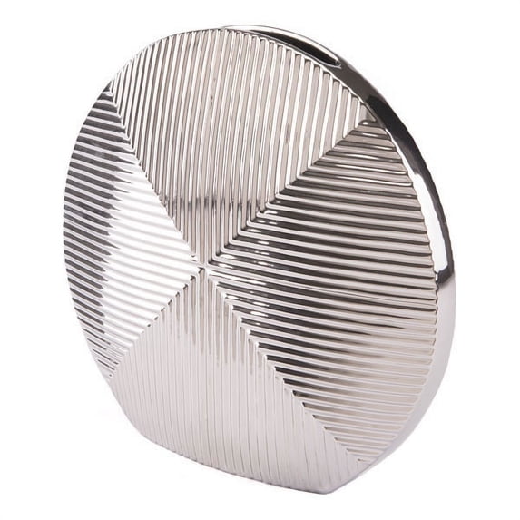 Mesmerizing Round Disc Vase Silver