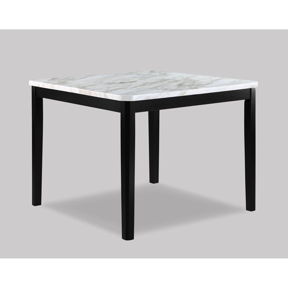 Mesmerizing Square Counter-height Dining Table With Faux White Marble Surface And Stable Black Bottom Delightful Deck