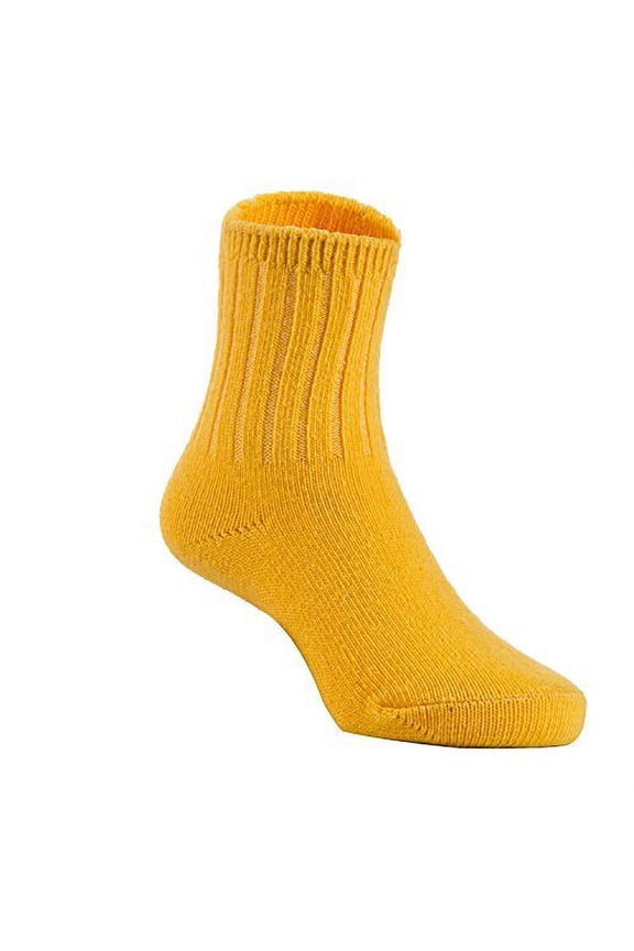 6 Pairs Children's Stretchy Wool Socks for Kids All-Season Childrens Sturdy and Thermal Toddler Socks Solid Size 2Y-4YYellow