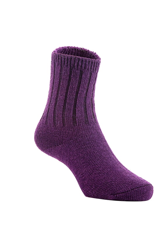 6 Pairs Children's Stretchy Wool Socks for Kids All-Season Childrens Sturdy and Thermal Toddler Socks Solid Size 4Y-6YPurple