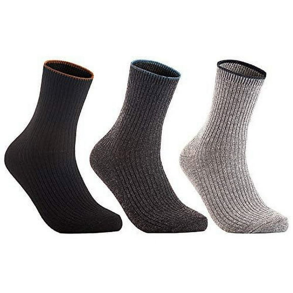 Meso Big Girl's 3 Pairs Wool Blend Crew Socks MHR1612 Casual Solid Size L/XL Black, Dark Grey, Grey
