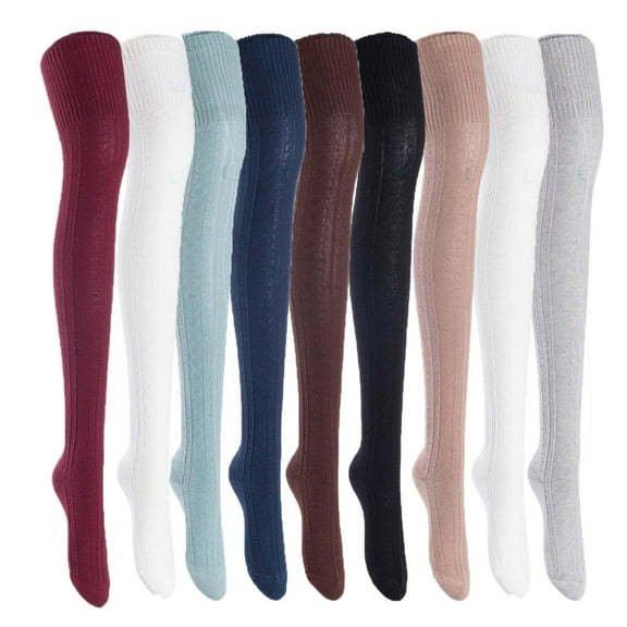 Meso Big Girl's Women's 3 Pairs Awesome Thigh High Cotton Socks, Comfortable, Soft and Super Durable Size 6-9 M1025-12Random Color