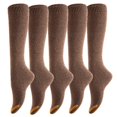 thumbnail image 1 of Meso Big Girl's Women's 5 Pairs Splendid Knee High Cotton Socks, Strong yet Soft, Cozy and Stylish Size 6-9 M158212 Coffee, 1 of 7