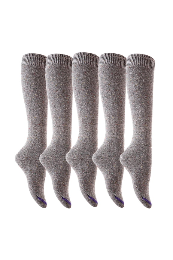 Big Girl's Women's 5 Pairs Splendid Knee High Cotton Socks, Strong yet Soft, Cozy and Stylish Size 6-9 M158212 Grey