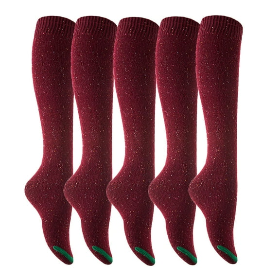 Meso Big Girl's Women's 5 Pairs Splendid Knee High Cotton Socks, Strong yet Soft, Cozy and Stylish Size 6-9 M158212 Wine