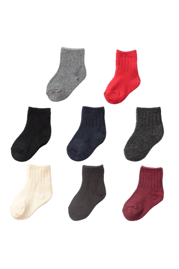 Children 6 Pairs Wool Tube Socks Solid 3 Sizes 0Y-6Y