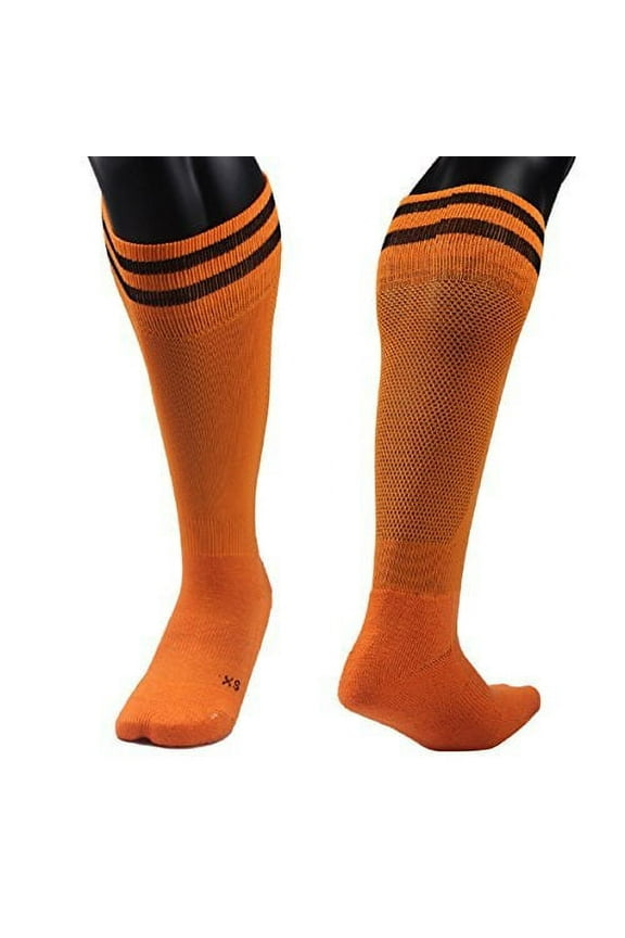 Children's 1 Pair Ultra Comfortable Lightweight and Breathable Knee High Sports Crew Socks - High Quality Performance Sports Long Socks Size SOrange