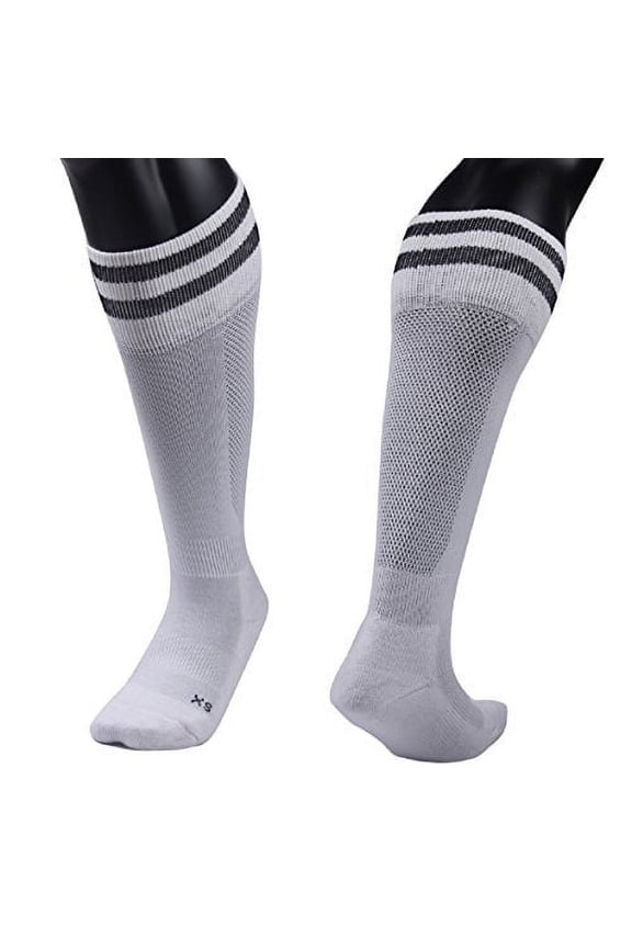 Girl's 1 Pair Ultra Comfortable Lightweight and Breathable Knee High Sports Crew Socks - High Quality Performance Sports Long Socks Size XSWhite