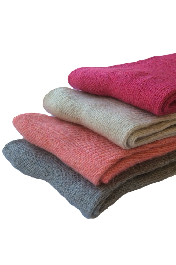 Girl's 4 Pairs Pack Wool Socks Plain Color Size 0M-1Y Rose, Orange, Beige, Grey