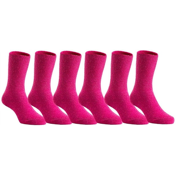 Meso Girl's 6 Pairs Pack Wool Socks Plain Color Size 4Y-6Y Rose