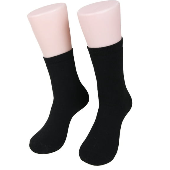 Meso Men's 2 Pairs Extra Thick Wool Blend Socks Plain Color Size 9-11Black