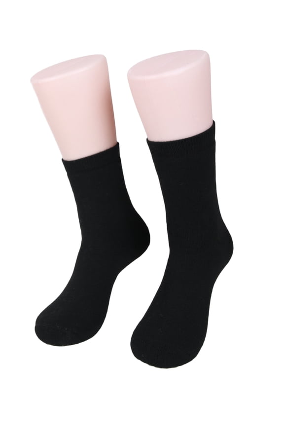 Men's 2 Pairs Extra Thick Wool Blend Socks Plain Color Size 9-11Black