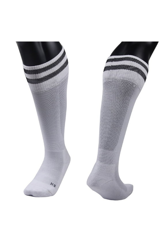 Men's 2 Pairs Extremely Durable Knee High Sports Socks - Fitness & Workout Clothing, Gym, Gear or Fashion Socks XL003 Size MWhite
