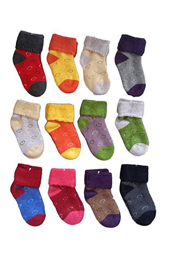 Unisex Baby Toddler 6 Pairs Pack Wool Blend Hearts Socks Boy 1Y-3Y Random Color
