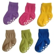 Meso Unisex Children 6 Pairs Pack Non Slip Pure Cotton Socks Multi Color