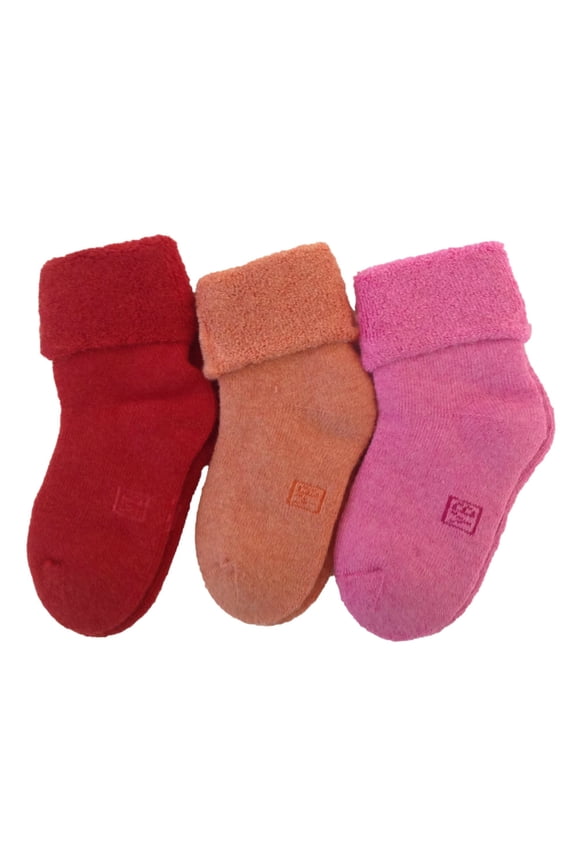Unisex Children 6 Pairs Pack Wool Blend Socks Solid 0M-6M Rose,Orange,Red