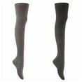 thumbnail image 1 of Meso Women's 2 Pairs Awesome Thigh High Cotton Socks, Comfortable, Soft and Super Durable M1025 6-9 2p12 Black+Dark Grey, 1 of 6