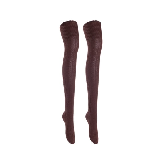 Meso Women's 2 Pairs Awesome Thigh High Cotton Socks, Comfortable, Soft and Super Durable M1025 6-9 2p6 Coffee