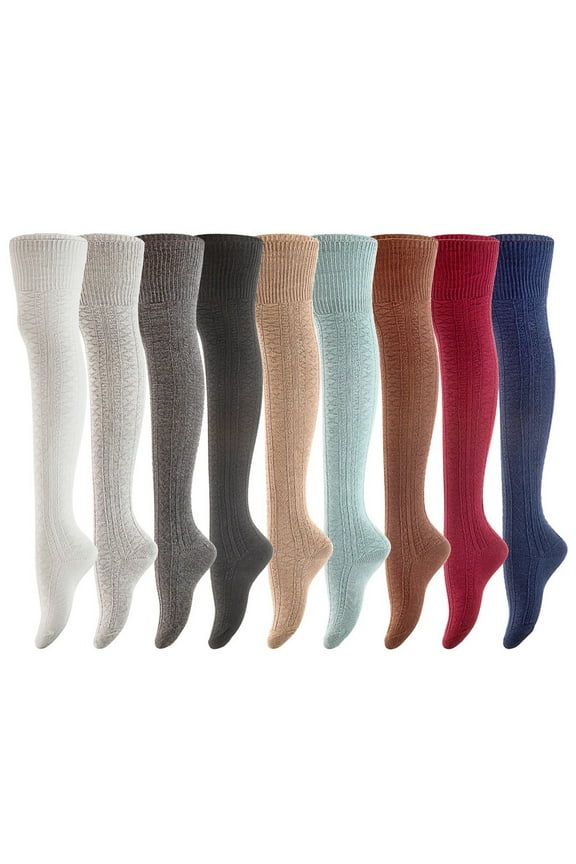 Women's 3 Pairs Awesome Thigh High Cotton Socks, Comfortable, Soft and Super Durable Size 6-9 M1025-03Random Color