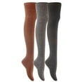 thumbnail image 1 of Meso Women's 3 Pairs Over Knee High Thigh High Cotton Socks JMYP1025-05 Size 6-9Khaki, Dark Grey, Black, 1 of 1