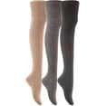 thumbnail image 1 of Meso Women's 3 Pairs Over Knee High Thigh High Cotton Socks JMYP1025-2 Size 6-9(Random Color), 1 of 4