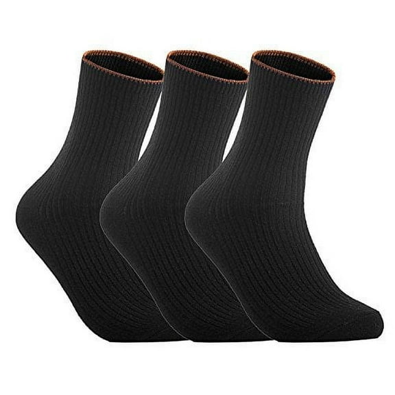 Meso Women's 3 Pairs Wool Blend Crew Socks MHR1612 Casual Solid Size 6-9 Black