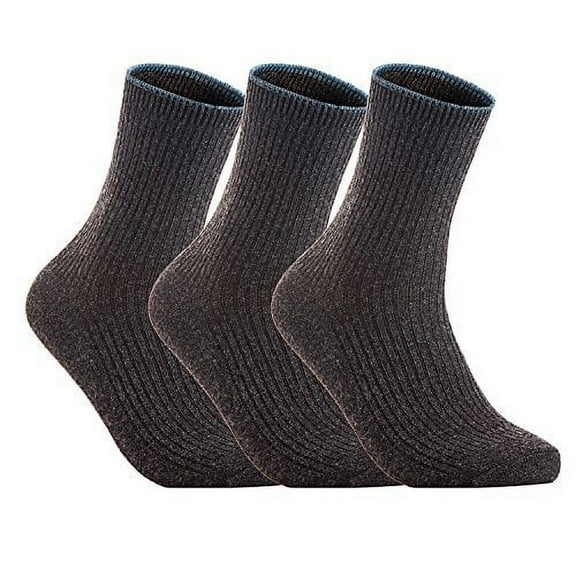 Meso Women's 3 Pairs Wool Blend Crew Socks MHR1612 Casual Solid Size 6-9 Dark Grey