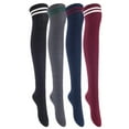 thumbnail image 1 of Meso Women's 4 Pairs Awesome Thigh High Cotton Socks, Comfortable, Soft and Super Durable Size 6-9 M1023 Black, Dark Grey, Navy, Wine 4c4, 1 of 9