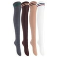 thumbnail image 1 of Meso Women's 4 Pairs Awesome Thigh High Cotton Socks, Comfortable, Soft and Super Durable Size 6-9 M1023 Dark Grey, Coffee, Khaki, White 4c3, 1 of 9