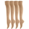 thumbnail image 1 of Meso Women's 4 Pairs Over Knee High Cotton Socks Size 6-9 JMYP1024 Beige, 1 of 3