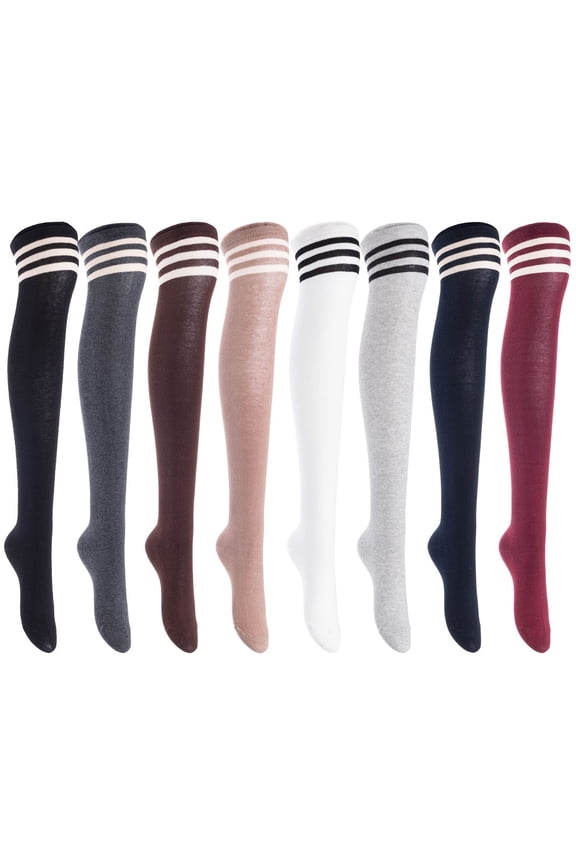 Women's 4 Pairs Pack Truly Beautiful Knee-High Cotton Socks. Soft, Comfortable and Durable Size 6-9 M1022 Random