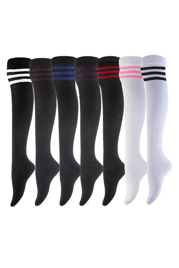 Women's 4 Pairs Pack Truly Beautiful Knee-High Cotton Socks. Soft, Comfortable and Durable Size 6-9 RX02 Assorted