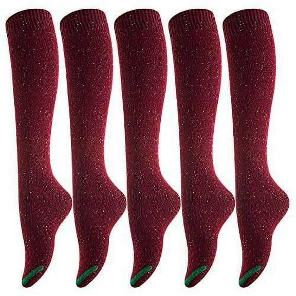 Meso Women's 5 Pairs Pack Truly Beautiful Knee-High Cotton Socks. Soft, Comfortable and Durable Size 6-9 M158212 5pc4 Wine