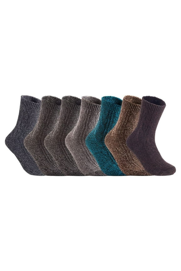 Women's 7 Pairs Pack Perfect Fit Wool Crew Socks. Cute and Comfortable with Wide and Styles Size 6-9 HR1613Random Colors
