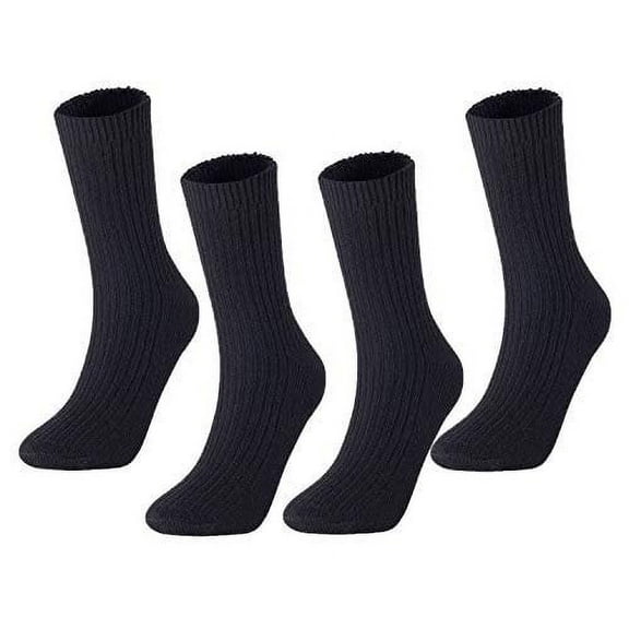 Meso Women's Big Girl's 4 Pairs Comfortable Gorgeous Durable & Breathable Wool Crew Socks for Daily Use FS03 Medium Black