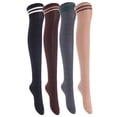 thumbnail image 1 of Meso Women's Big Girl's 4 Pairs Splendid Knee High Cotton Socks, Strong yet Soft, Cozy and Stylish Size 6-9 M1023 Black, Coffee, Dark Grey, Khaki, 1 of 9