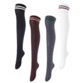 thumbnail image 1 of Meso Women's Big Girl's 4 Pairs Splendid Knee High Cotton Socks, Strong yet Soft, Cozy and Stylish Size 6-9 M1023 Black, Coffee, Dark Grey, White, 1 of 4