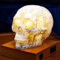 thumbnail image 1 of Mesoamerican Maya Aztec Skull LED Night Light Statue With USB Charging Wood Base, 1 of 7