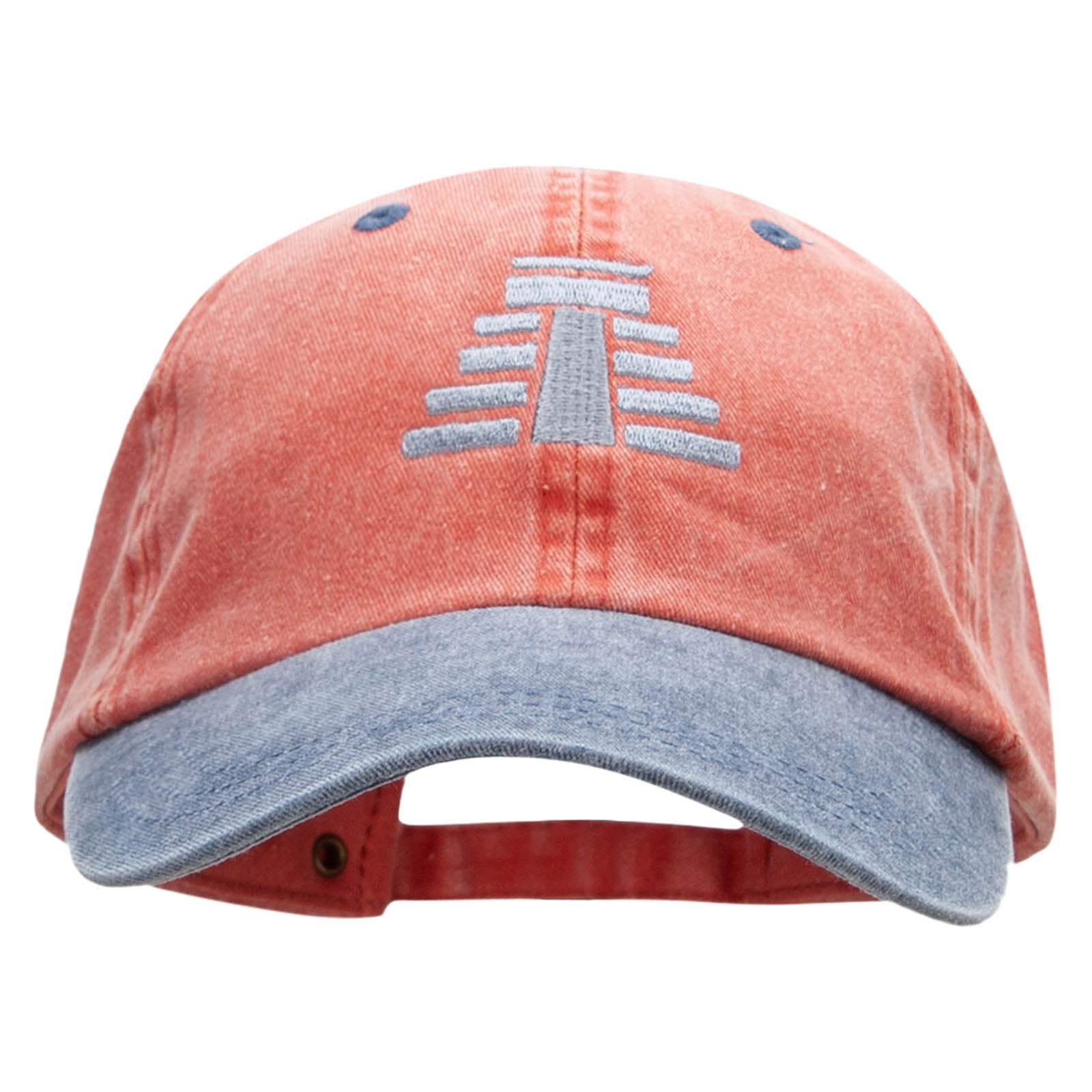 Cb Pyramid Caps Mesoamerican Pyramid Embroidered Pigment Dyed Wash Caps - Orange Navy ...