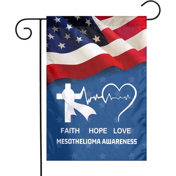 Mesothelioma Awareness Garden Flag 12x18 inches Double Sided Decorative Yard Flags for Home Outdoor