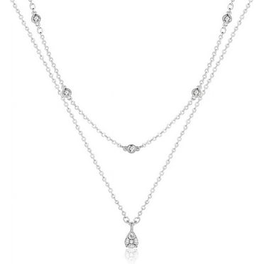 Mesovor Women Diamond Necklaces Dainty 18K Gold Silver Plated Choker CZ Layered Pendant Zircon Necklace Jewelry Gifts
