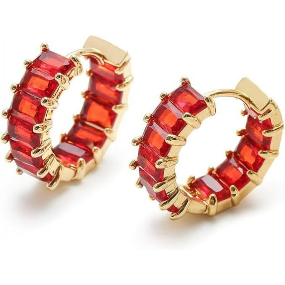 Mesovor Women Hoop Earrings with Cubic Zirconia 18K Gold Plated Multicoloured Cubic Zirconia Earrings