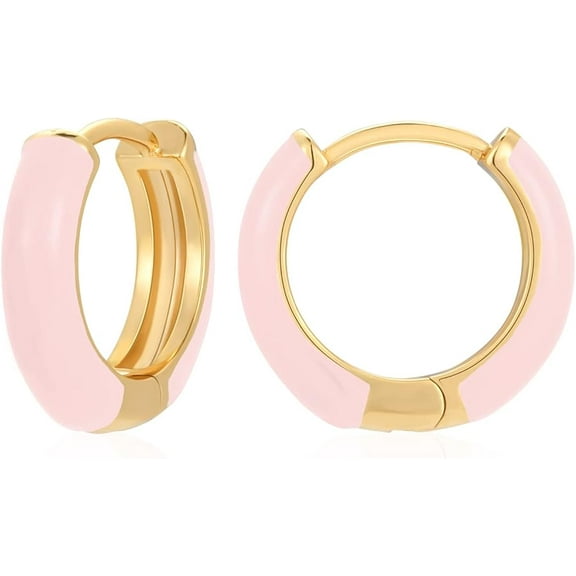 Mesovor Women Small Hoop Earrings 18K Gold Plated Hypoallergenic Cute Enamel Huggie Earring Gifts