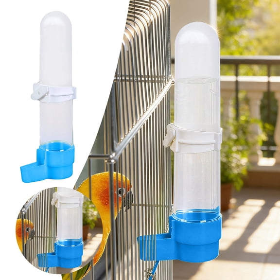 No Mess Bird Water Dispenser, Automatic Parrot Water Feeder, Clear Cage Water Drinker for Parakeets Cockatiels Budgies Finch Lovebirds & Canary,Blue Bird Water Bottles